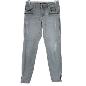 Zara Basic Womens Size 6 Moto Style Jeans Gray Zip Ankle Pockets *TINY FLAW